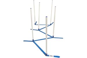 Cool Runners Agility Weave Poles Adjustable 6 Pole Set with Grass Stakes, White