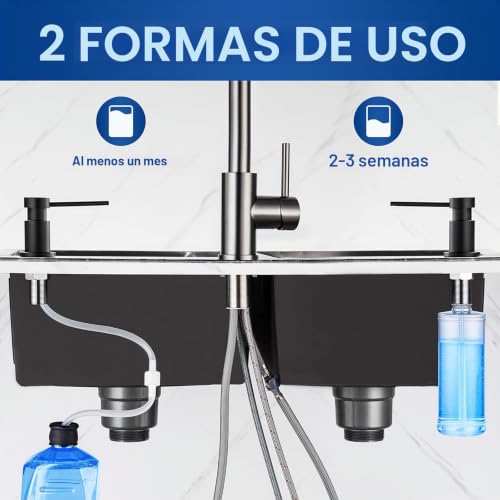 CEICPA Kitchen Soap Dispenser with 500 ml Bottle and 1.2 m Extension Hose, 360° Swivel Pump, Black