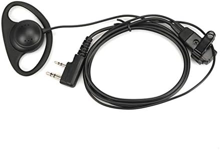 Kongnijiwa Radio Series 2 Pin D Shape Universal Interphone Earpiece Walkie Talkie Earphone PTT Single Ear Hook Replacement for Baofeng Kenwood