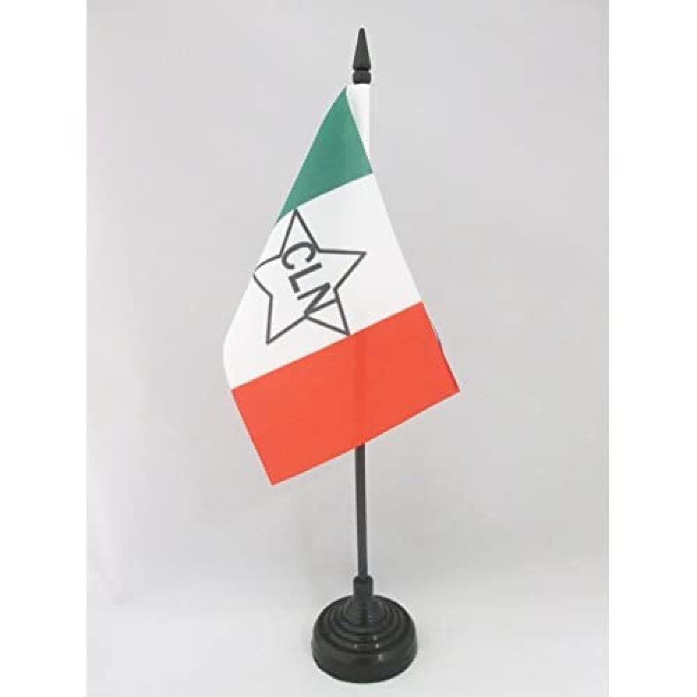 AZ FLAG - National Liberation Committee Italy Table Flag 4'' x 6'' - Italian CLN Office Mini Banner 100% Polyester 15 x 10 cm - Mini Desk Flag with 10'' Pole and Black Plastic Base