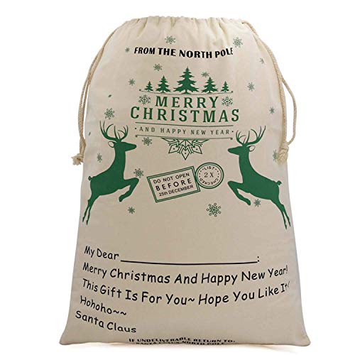 Bonison Christmas Bag Santa Sack Canvas Bag for Gifts Santa Sack Special Delivery Extra Large Size 27.6"x19.7" (White Pattern 0)