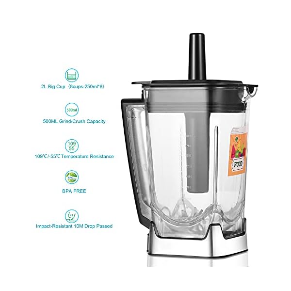 Blender-Smoothie-Makers-2000W-Food-Processor-with-8-Adjustable-Speed-4-Preset-Programs-Removable-Stirring-Rod-2-Litre-BPA-Free-Jug-8-Sharp-Blades-with-30000-RPM-High-Speed-for-Ice-Nut-Fruit-Vegetable Blender Smoothie Makers 2000W Food Processor with 8 Adjustable Speed 4 Preset Programs Removable Stirring Rod 2 Litre…