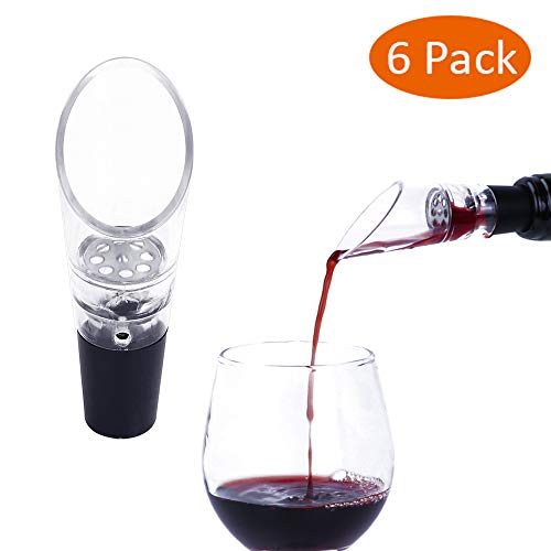 Beaverve Wine Aerator Pourer, 6 Pack Wine Air Aerator for Wine Bottle, Premium Aerating Decanter Spout, Wine Aerator Glass Wine Pourer Wine Spout for Wine and Beverage, Makes Your Wine Taste Better