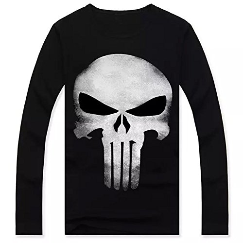 COSIVIA Skull print image Fashion Style Men's Long-sleeved T-shirts