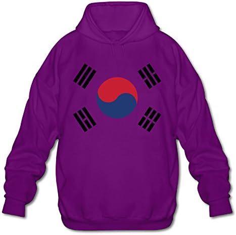 Men's South Korea Flag Long Sleeve Hooded Sweatshirt Large Purple