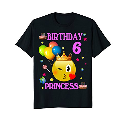 Emoji 6 years old shirt 6th birthday princess girl gift…