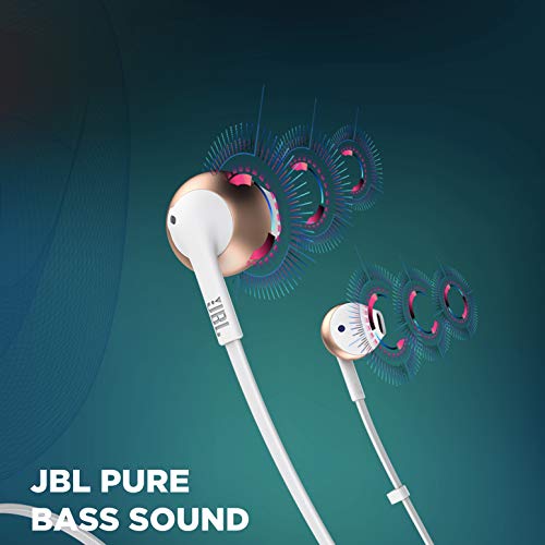JBL T205BT Pure Bass Wireless Metal Earbud Headphones with Mic (Rose Gold)