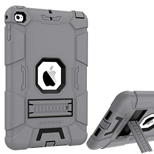 iPad Mini 4 Case,iPad Mini 4 Retina Case,iPad Mini 5 Case,BENTOBEN 3 in 1 Hybrid [Soft&Hard] Heavy Duty Rugged Stand Cover Shockproof Anti-Scratch Full-Body Protective Cases for iPad Mini 4/5, Gray