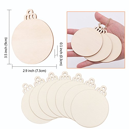PartyTalk 30pcs Round Wooden Discs with Holes, 3