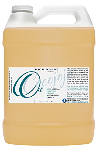 Rice Bran Oil 128 oz 100% Pure Natural Cold Pressed Unrefined Extra Virgin Rice Oil 1 Gallon - Therapeutic Grade A for Hair Skin Body Nail and Beard
