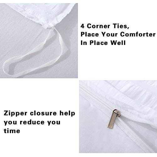 AveLom White Duvet Cover Queen (90 x 90 Inches), 3 Pieces (1 Duvet