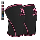 Knee Sleeves 7mm (1 Pair) - High Performance Knee Sleeve Support For Weight Lifting, Cross Training & Powerlifting - Best Knee Wraps & Straps Compression - For Men and Women (Black/Pink, Large)