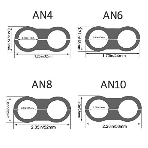 AN4 AN6 AN8 AN10 Hose Separator Clamp - Fuel Water Line Mounting Clamps Great for 3/8 Fuel Hose, Oil Line, Brake Line, Water Pipe and Gas Line