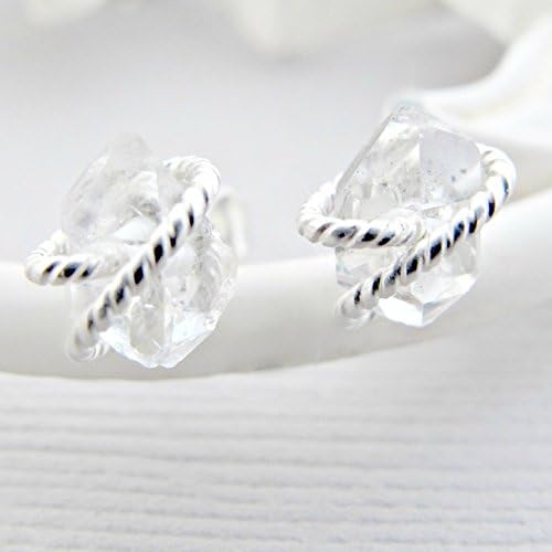 Twist Sterling Silver Earrings, Herkimer Diamond Earrings Studs, Sterling Silver Post, Rough Diamond Earrings, Crystal Earrings, Quartz Studs, Diamond