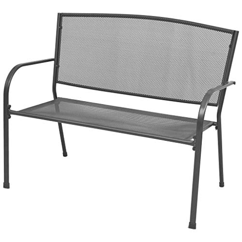 vidaXL Gartenbank Armlehne 108cm Streckmetall Metallbank Sitzbank Parkbank