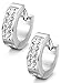 Jstyle Stainless Steel Womens Mens Hoop Earrings Huggie Earrings CZ Piercings White 18G
