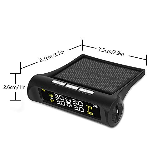 Umiwe Car Tyre Pressure Gauge, Wireless Solar Energy TPMS Tyre Pressure Monitoring System with LCD Display & 4 Sensors - Digital Tyre Pressure Gauge with Real-time Detection Pressure & Temperature