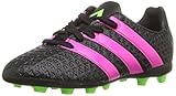 adidas Performance Ace 16.4 FxG J Soccer Shoe (Toddler/Little Kid/Big Kid),Black/Shock Pink/Green,4 M US Big Kid