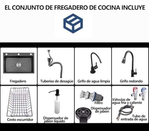 Fregadero De Cocina,80 * 45 * 20cm Tarjas para Cocina, Fregadero De Barra con Grifo y Escurridor de Platos, Fregadero De Barra con Dispensador de jabón, Fregaderos De Cocina para Baño Cocina