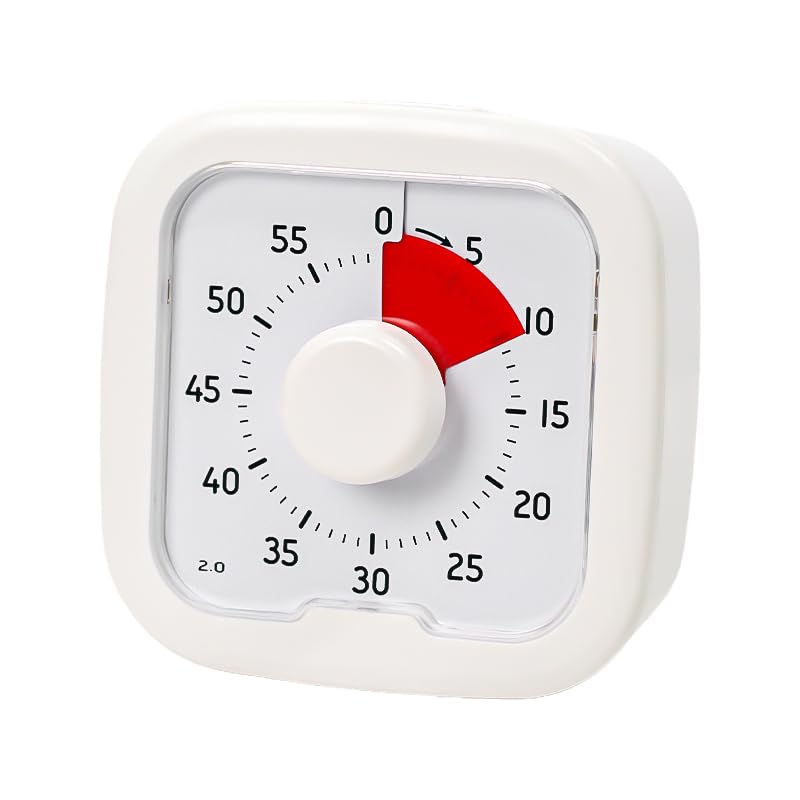 Photo 1 of Home MOD - 60 Minute Kids Visual Timer Home Edition - for Homeschool Supplies Study Tool, Timer for Kids Desk, Office Desk and Meetings with Silent Operation (White)