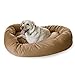 Majestic Pet 52 Inch Bagel Calming Dog Bed Washable – Cozy Soft Round Dog Bed with Spine Support for Dogs to Rest their Head - Fluffy Donut Dog Bed 52x35x11 (Inch) - Round Pet Bed X-Large – Khaki