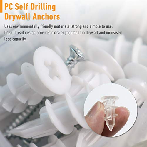 221Pcs Self Drilling Drywall Anchors Kit With Screws, Ceiling Hooks