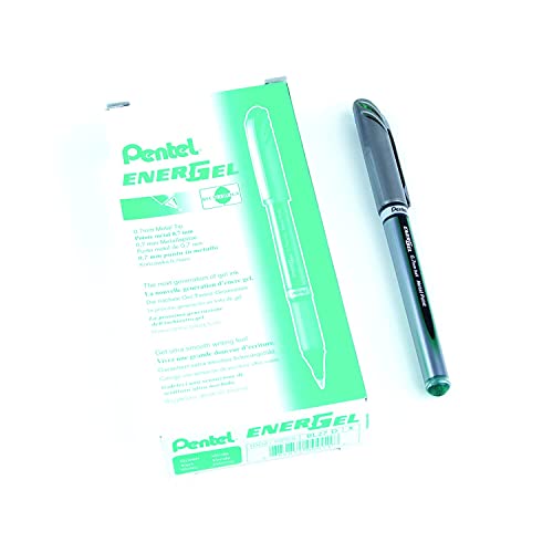 Pentel 0.7 mm Energel Plus Roller Gel Pen - Green (Pack of 12 Pens)