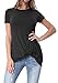 levaca Womens Summer Casual Loose Tops O Neck Twist Front T Shirts Black L