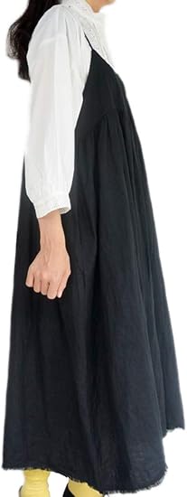 Amazon Ina イナ 切替ギャザー裾フリンジリネンキャミワンピース 服 ファッション小物 通販