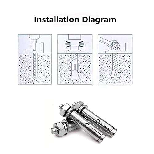 M8x60mm Expansion Bolts Concrete Wall Bolts 304 Stainless Steel Hex
