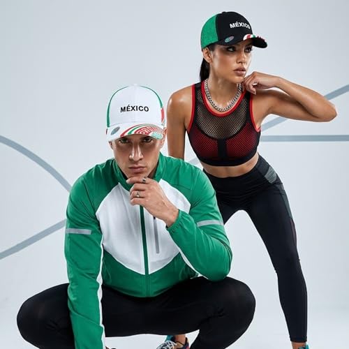 Genérico Set 2 Gorras México 2026 Diseño Original con Patrón Azteca y Bordado para Aficionados al Fútbol, Cachucha Unisex Tricolor, Gorra de Béisbol para Hombre y Mujer Tipo Aport