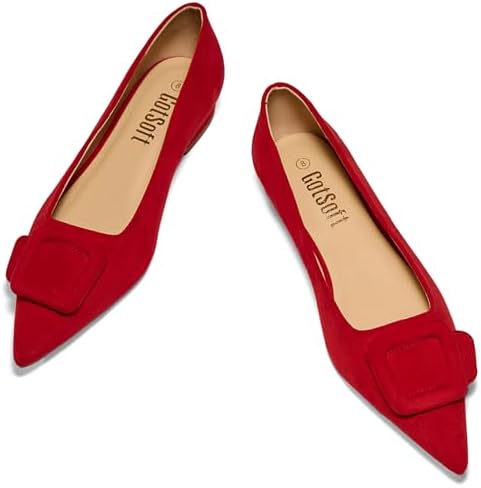 Amazon.com | FOWT Pointed Toe D'Orsay Satin Flats Slip On Ballet