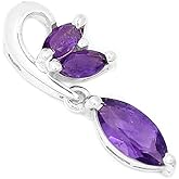 Natural 2.5ct Purple Amethyst 925 Solid Sterling Silver Journey Pendant 25mm