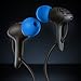 GOgroove AudiOHM HDX Noise Isolating Wired Earbuds with Microphone - Premium Headphones with Ergonomic Angled Design, 3mm Thick Reinforced Cable, Fortified Y-Connector, and EVA Carrying Case (Blue)