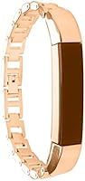 Dreaman Elegant Design Very Fashion Luxury Genuine Stainless Steel Watch Band Wrist Strap For Fitbit Alta HR Tracker (Rose gold)