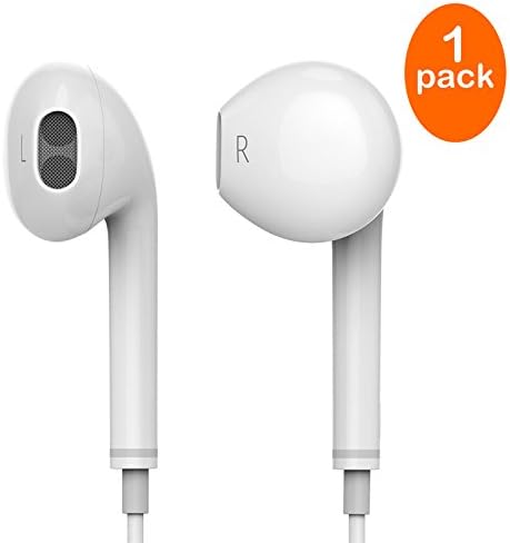 In-Ear Earbuds Earphones LLIGHTINGS Headphones, 3.5mm Best Wired Bass Stereo Headset Built-in Mic/Hands-free/Volume Control iPhone 5s, 6, 6 Plus, 6s, 6s Plus and More Android Smartphone，1 pack(white)
