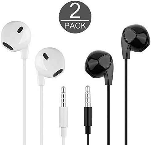 Wired Earbuds with Remote and Mic, Headphones with Microphone Stereo Earphones for iPhone, Plus, iPad, Smart phones, Android Galaxy (White X1/Black X1)