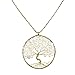 AeraVida Cultured Freshwater White Pearl Eternal Tree of Life Brass Beads Long Necklace