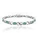 Bria Lou Silver Flashed Brass Genuine Natural Emerald, Ruby or Ebony-Sapphire Gemstone & Diamond Accent Infinity Link Bracelet, 7.5