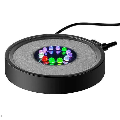 Photo 1 of NICREW Multi-Colored Aquarium LED Bubbler Stone Disk, Fish Tank Bubbler with Auto Color Changing LEDs
