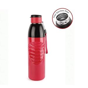 Cello Puro Steel-X Zen Insulated Bottles with Stainless Steel Inner, 600ml, Red