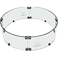 Elementi Outdoor Lunar Bowl Fire Tempered Glass Round 30 x 30 x 7 inches Heavy Duty Firepit Table Accessory Wind Screen, Clear