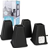 Richard's Homewares Bed Risers with USB Ports and Outlets - 7.25 Inch Furniture Riser Bed Lifts, Heavy Duty Set of 4 Bed, Desk and Furniture Risers, Black.