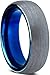 Charming Jewelers Tungsten Wedding Band Ring 6mm for Men Women Comfort Fit Blue Round Domed Brushed