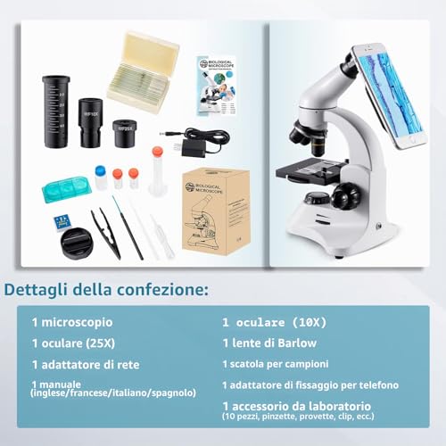 2000X Professional Optical Microscope, Biological Compound Monocular Microscopes for Children and Students and Adults