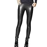 iPretty SEXY Womens Faux Leather Fleece Lined High Waisted Black Leggings Stretchy Pants M