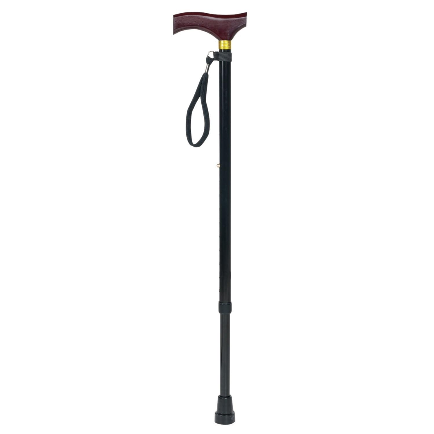 Aidapt Adjustable Height Lightweight Walking Stick with Anti Slip Ferrule Foot to Aid Stability and Confidence when Walking Supplied with a Hanging Carry Strap And Wood Effect Handle
