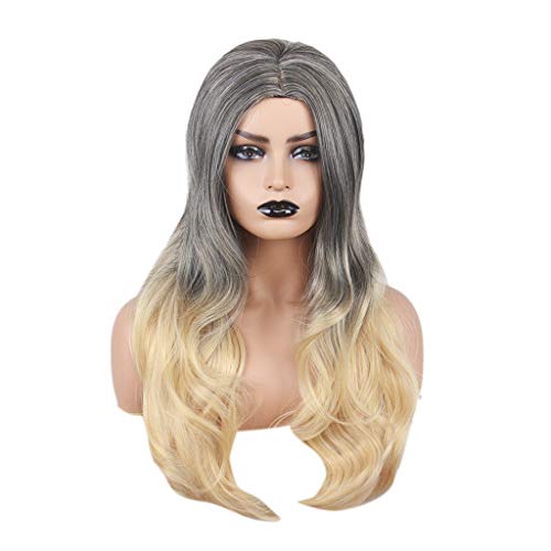 Heat Resistant Synthetic Wig Full Wig with Bangs Long Curly Wavy Full Head for Women Girls Lady Fashion and Beaut