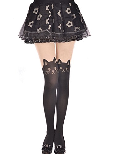 Sanwood Women's Cat Tail Hosiery Pantyhose Tattoo Legging Tights
