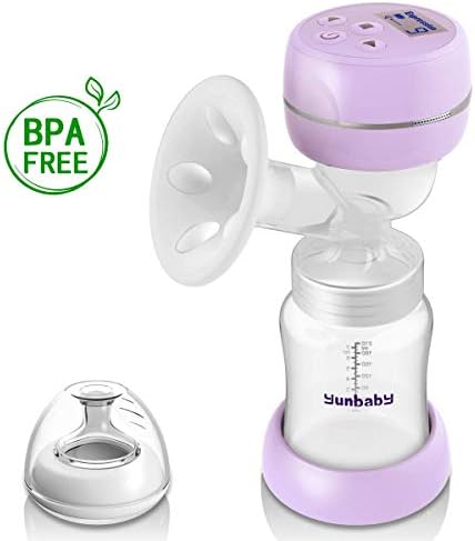 Electric Breast Pump, Portable Milking Pump for Breastfeeding with Breast Massage and Adjustable Suction Levels for Mom's Comfort, Voice Guide LCD Display USB Charging, BPA Free Food Grade (Violet)